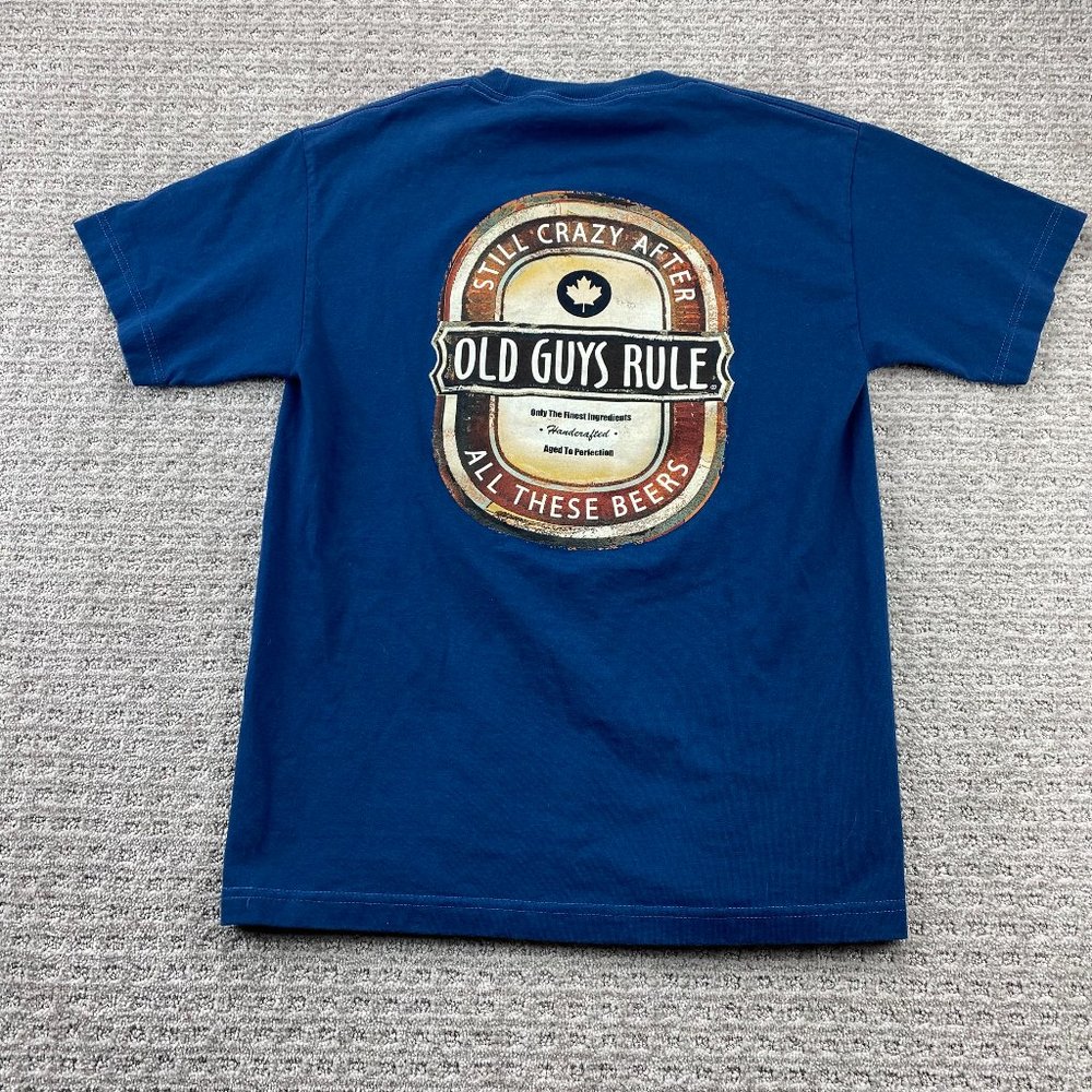 Old Guys Rule Shirt Men Medium M Navy Blue Still Crazy After All These Beers